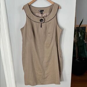 Carole Little Linen Tan Dress with Black Accents Sz 20